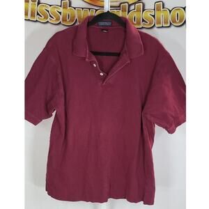 Vintage Men Screenmates Wine Red Short Sleeve Polo Shirt XL